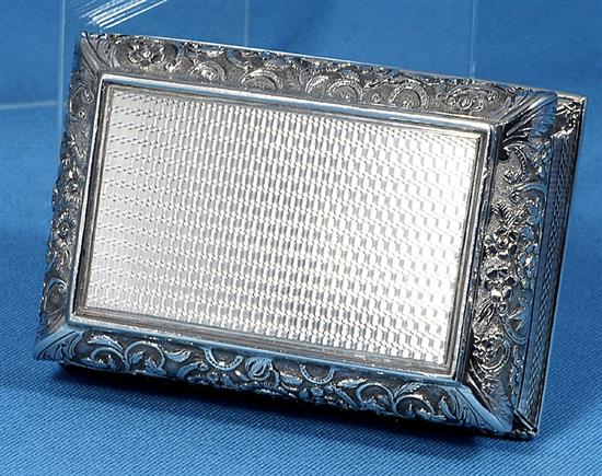 A good William IV engine turned silver table snuff box, by Joseph Wilmore, Length 115mm. Weight 9.9oz 308grams.